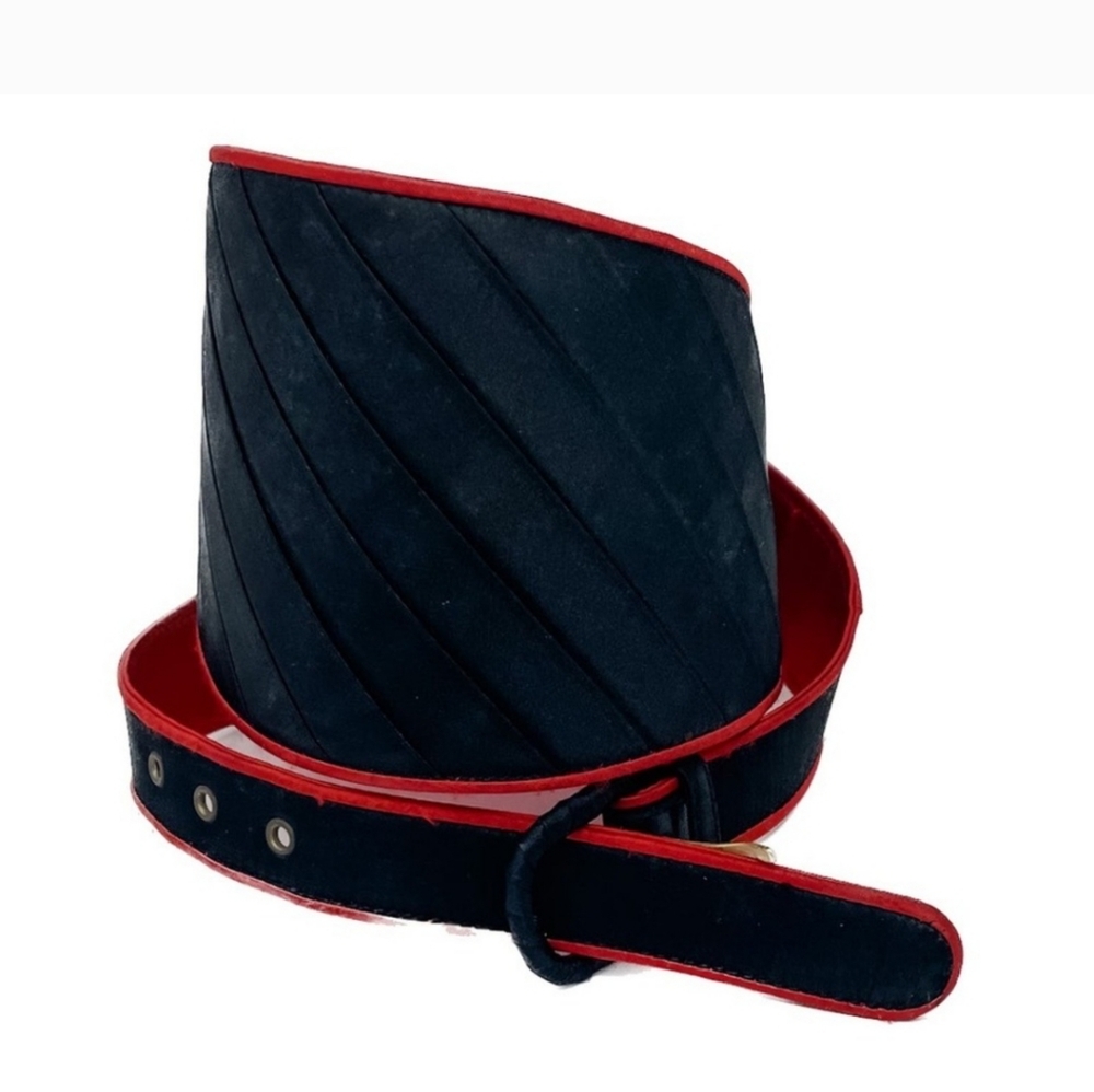 Bottega Veneta vintage black & red silk cumberbund corset belt size M/L